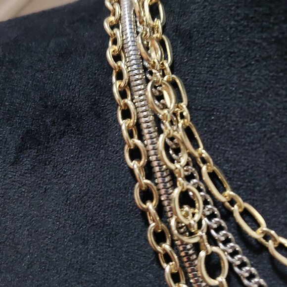 Womens Vintage Gold Plated Multi-Layered Heavy Chain Necklace - Picture 5 of 6